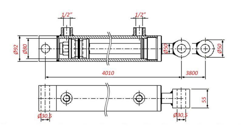 CILINDRO IDRAULICO PER TRAINO - FORO 80/50-3800