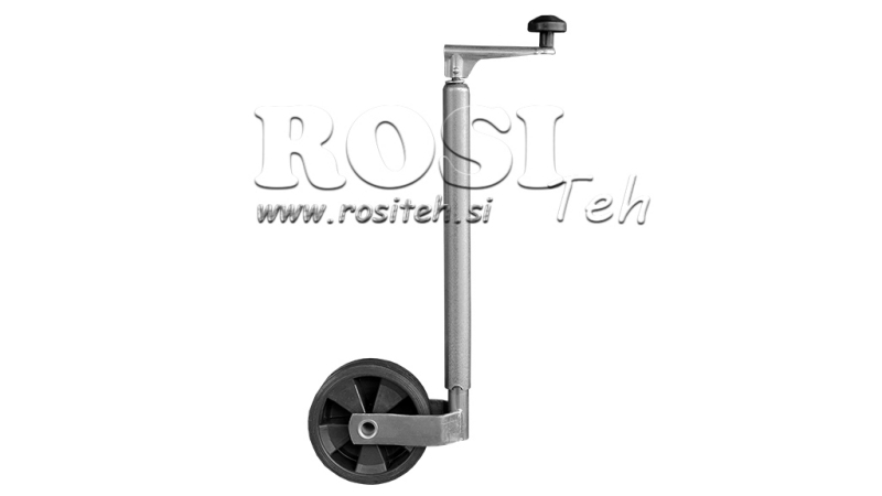 NAVOĐENA POTPORNA NOGA S KOTAČEM ZA PRIKOLICE 190MM - 75KG