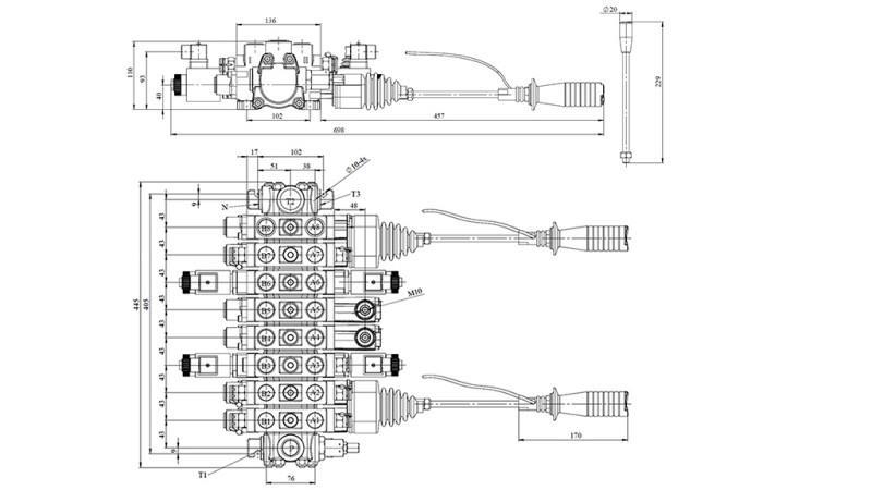 VALVOLA IDRAULICA HIAB 8xPC70 2x JOYSTICK - CONTROLLO ELETTRICO 12V