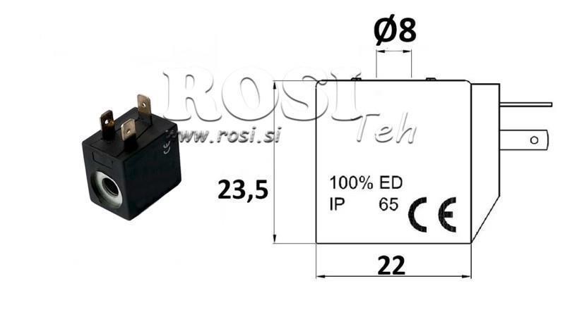 BOBINA ELETTROMAGNETICA 230VAC PER VALVOLA - fi 8mm-23.5mm 3W