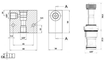 2 potni ventil 3/8 (NC) 24V - 40lit