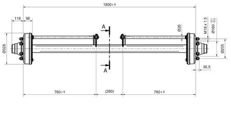 ASSE PER RIMORCHIO 7200 kg CON FRENI (1800 mm)