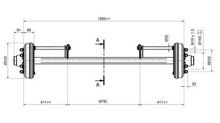 ASSE PER RIMORCHIO 4800 kg CON FRENI (1500 mm)