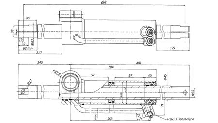HYDRAULISK STYRINGSSYLINDER MASSEY FERGUSON OEM-6202491M91