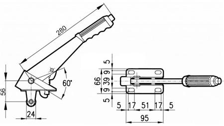 MANIGLIA L280 CON PULEGGIA FI24mm