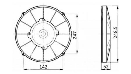 VENTILATORE ASSIALE 255mm ASPIRANTE 24V