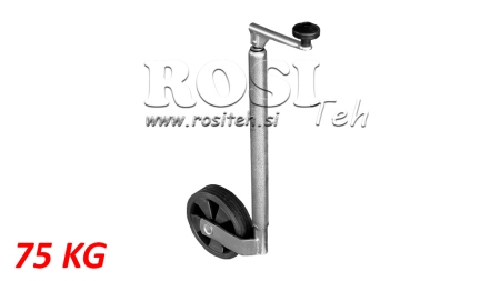 NAVOĐENA POTPORNA NOGA S KOTAČEM ZA PRIKOLICE 190MM - 75KG