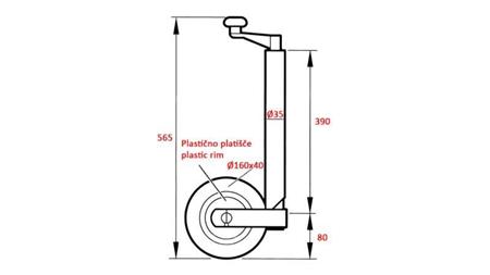PIE DE SOPORTE DE ROSCA CON RUEDA PARA REMOLQUES 35mm 75 kg