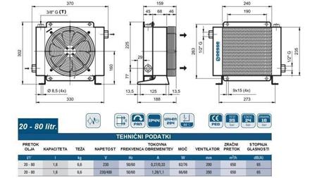 CHŁODNICA OLEJU AC 230V HY01601 20-80 LIT