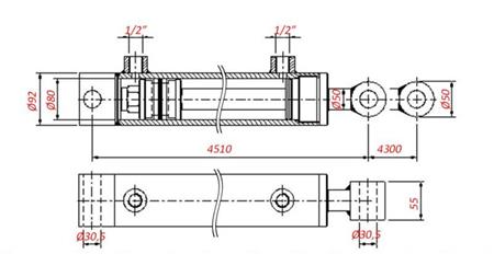 HYDRAULISK CYLINDER TIL TRAKTION - HUL 80/50-4300