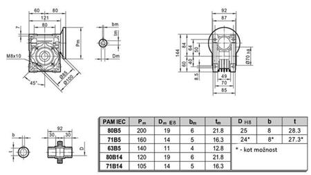 PMRV-50 REDUKTOR DLA SILNIKA ELEKTRYCZNEGO MS80 (0.55-0.75kW) PRZEWAGA 7.5:1