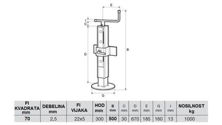 REGULOWANA NOGA WSPOROWA 300MM - 1000KG