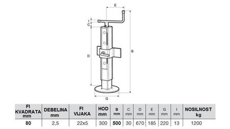 VERSTELLBARE GEWINDESTÜTZE 300MM - 1200KG