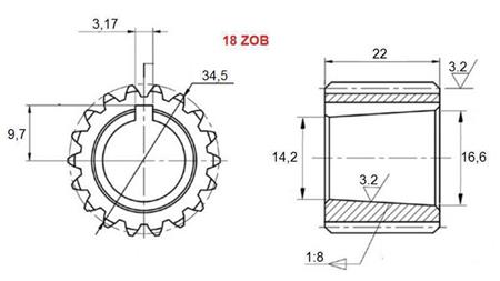 PTO FOGASKERÉK GR.3 - GR.2 Z18