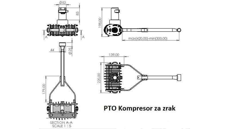 dimensiones del compresor de tractor