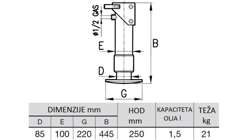 LEGGIO IDRAULICO UNIDIREZIONALE 6 TON 250mm