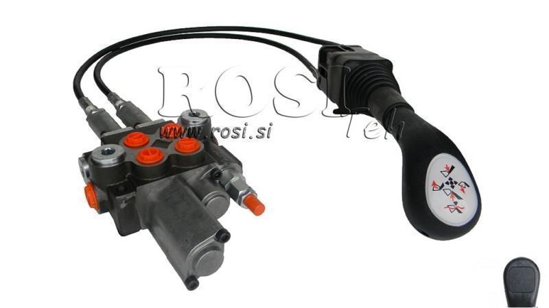 JOYSTICK UTEN KNAPPE MED RULLE 2 m OG HYDRAULISK VENTIL 2xP40 l. FLYTENDE