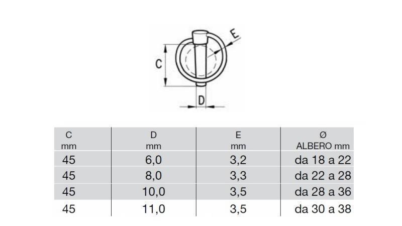 SIKKERHEDSRUND KLIP 8 mm (8 STK) - dimensioner