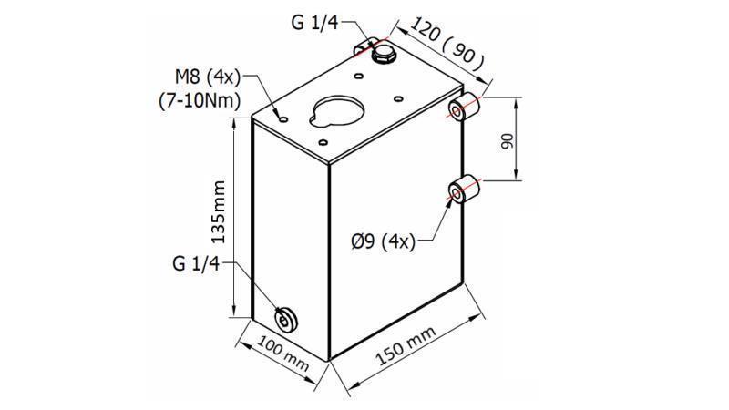 RESERVOAR 1L FOR HÅNDPUMPE - dimensjoner