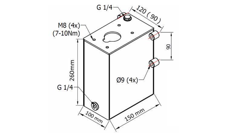 RESERVOAR 3L FOR HÅNDPUMPE - dimensjoner